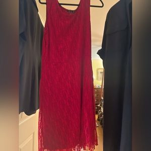 Super cute red lace dress!